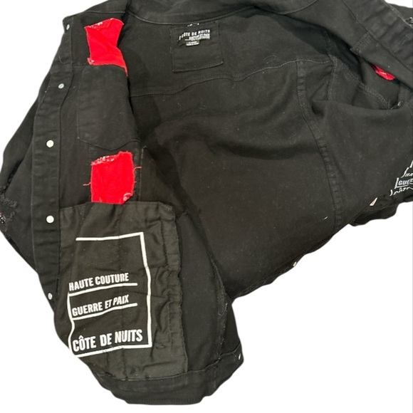 Cote De Nuits Women's Black Denim Distressed Jacket Preowned, Size XL. - Picture 4 of 7